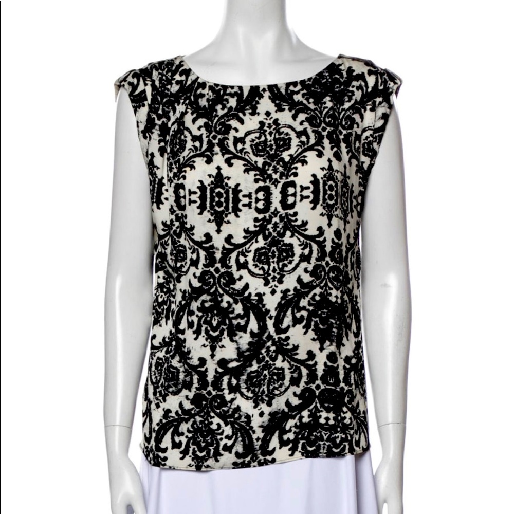 Alice + Olivia Silk Damask Printed Blouse